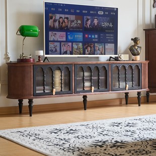 卡斯拉法式复古红橡木电视柜实木中古风客厅电视柜双色复古风边柜