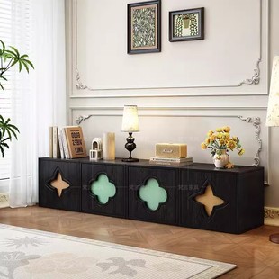 中古红花绿叶柜法式 复古实木电视柜客厅家用小户型四叶草储物柜