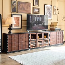 巧克力柜法式中古风实木电视柜模块组合展示柜骨骼线复古落地柜
