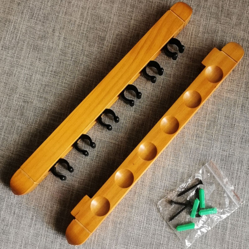 桌球杆配件实木台球杆罗马架壁挂式台球配件公杆架杆器台球厅木质