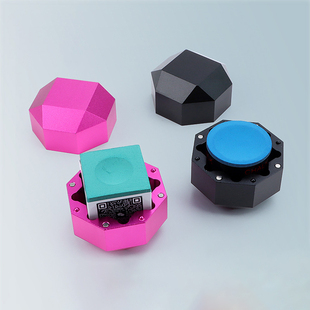 八边形巧克粉盒黑色玫红铝合金防锈强磁性吸附擦粉斯诺克台球用品