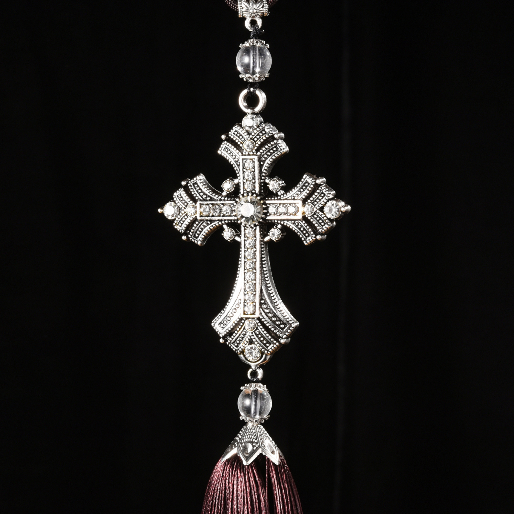 汽车挂件创意吊坠挂饰十字架挂饰合金水晶钻挂件汽车后视镜挂饰品