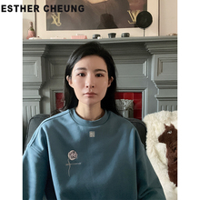 CHEUNG{芍药}极简美式 卫衣真丝棉廓形女慵懒风套头上衣女 ESTHER