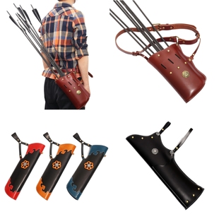 射箭器材明式櫜鞬箭囊牛皮腰挂式箭袋箭壶仿岳飞复古侍卫箭囊弓箭
