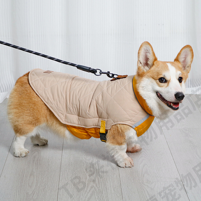 秋冬柯基衣服带牵引扣保暖宠物棉衣中小型犬狗狗两脚衣服冬天马甲