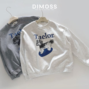 秋冬复古小狗印花重磅圆领宽松卫衣长袖运动衫休闲套头上衣481040