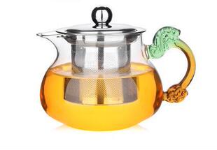 福雅钢漏壶龙把压嘴壶花茶壶泡茶壶透明玻璃壶