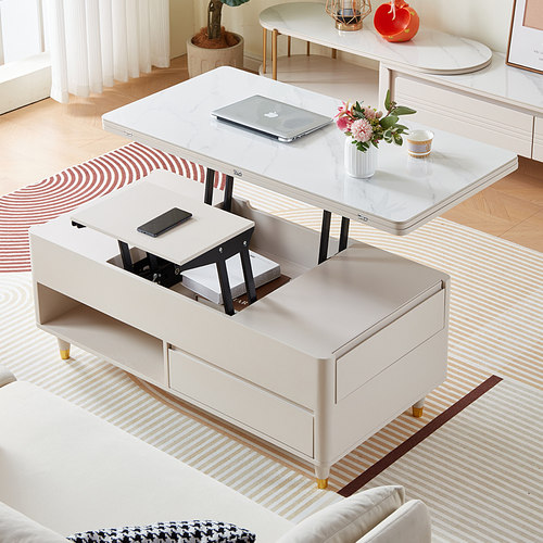 多功能岩板升降茶几餐桌两用