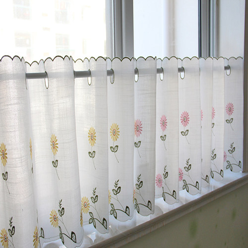 小雏菊刺绣遮光半帘短帘