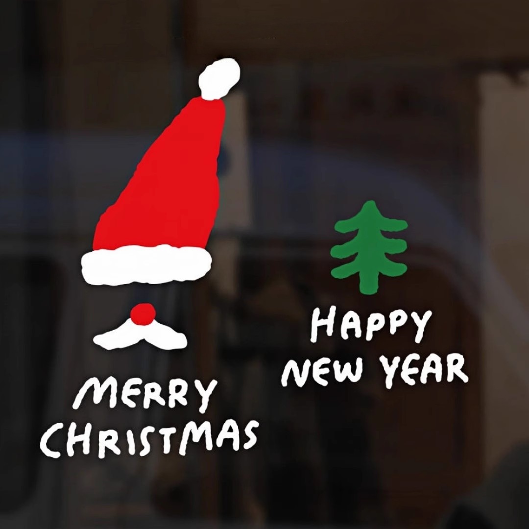 圣诞老人圣诞树节日玻璃贴纸