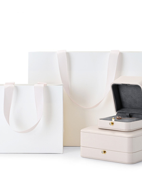 手提袋纸袋子收纳袋饰品礼品品牌订制包装袋白色D050
