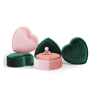 爱心韩国绒首饰盒 精巧便携心形戒指盒 对戒吊坠展示收纳盒印logo