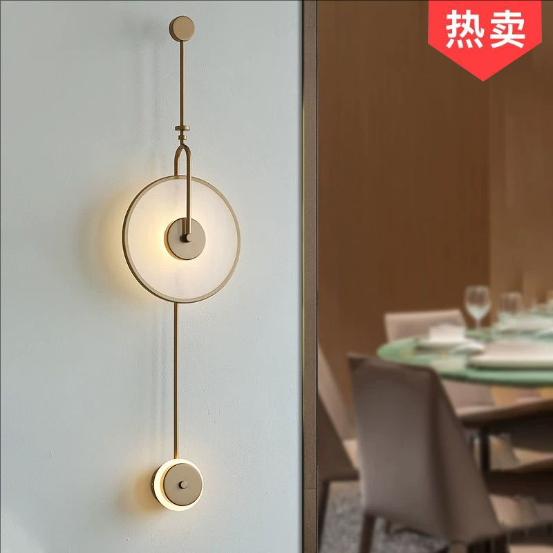 新中式客厅背景墙长壁灯轻奢设计师款酒店展厅走廊过道云石壁灯