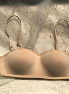 wrj boutique 日本无肩带隐形聚拢防滑内衣女半杯夏薄款礼服文胸