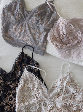 【大花蕾丝bralette】仿透肤·奶皮速干·无钢圈0负重美背吊带