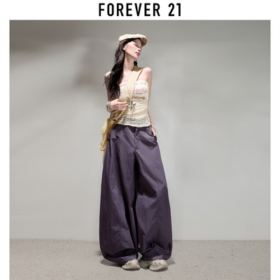 Forever21高腰休闲阔腿裤