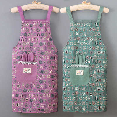 双肩围裙帆布防污新款透气可爱