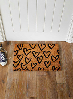 印度进口天然心形椰棕纤维地垫进门口入户门门厅除尘蹭土家用地垫