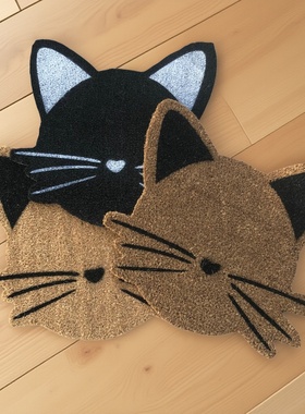 可爱猫脸椰棕门垫印度进口入户门椰棕除尘蹭土地垫可裁剪防滑脚垫