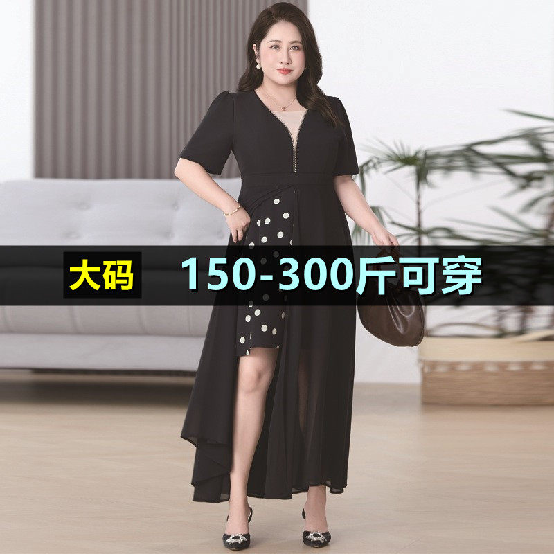 特大码波点连衣裙子女夏季新款