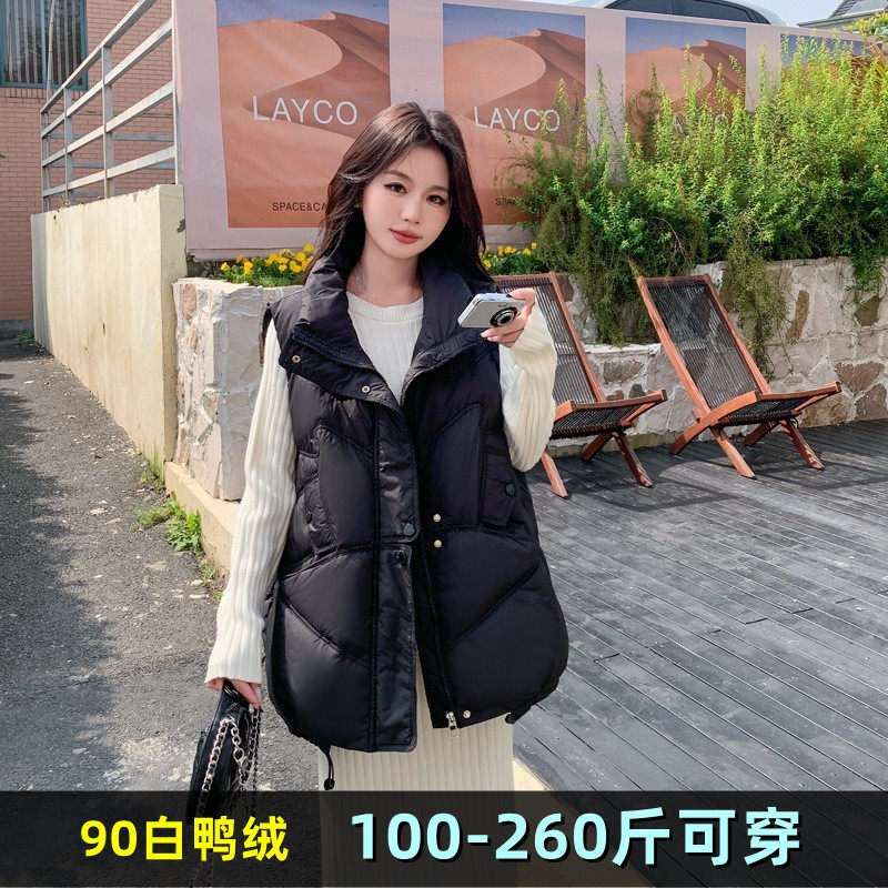 特大码羽绒服马甲女冬新款200斤