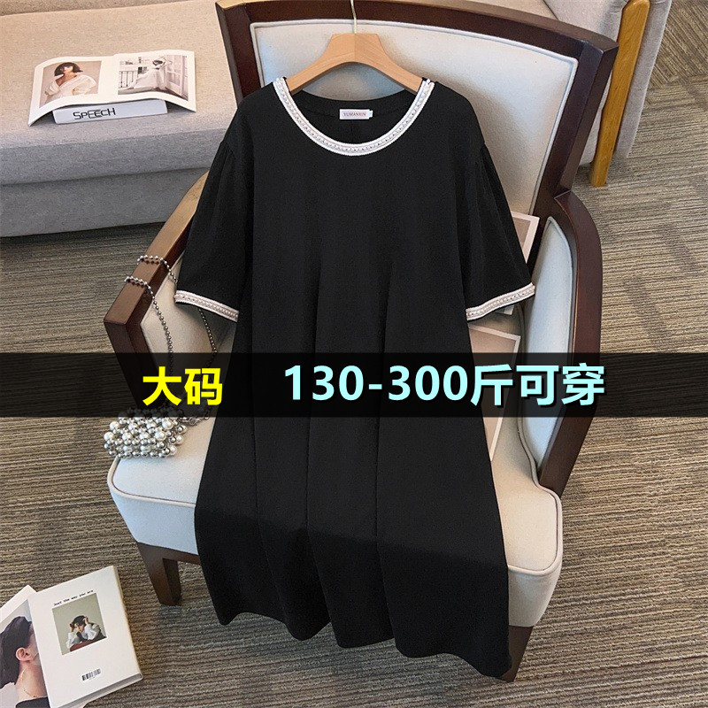 大码连衣裙女夏中长款加肥加大