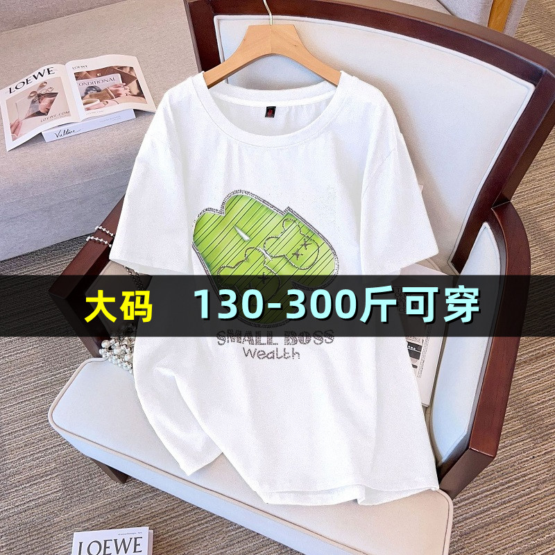 大码中长款卡通短袖t恤女夏季