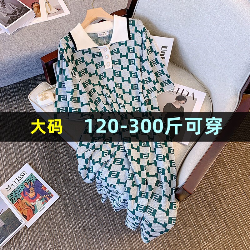 大码女装polo领连衣裙夏季