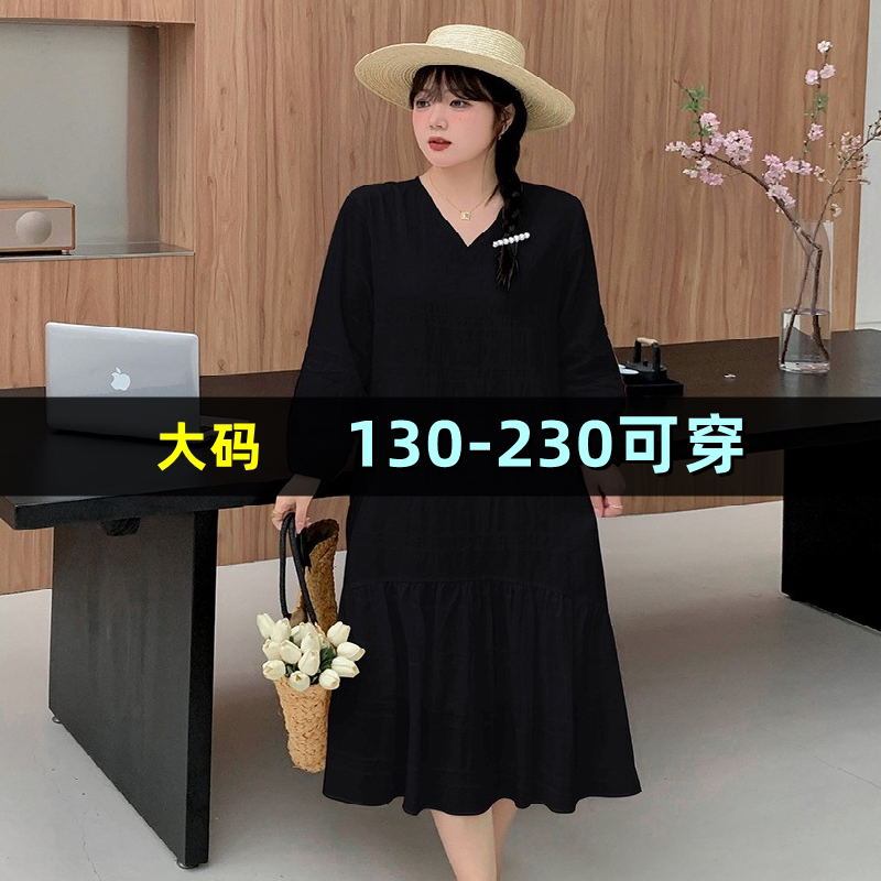 大码连衣裙女200斤胖mm春夏