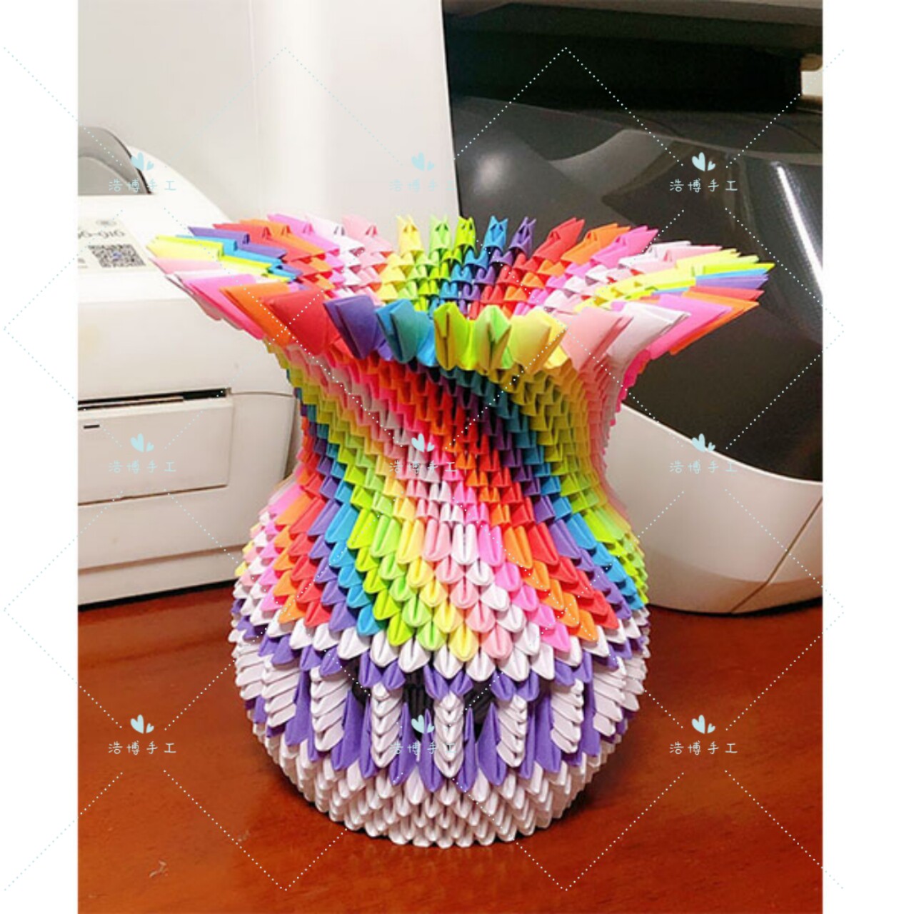 浩博炫彩花瓶三角插折纸diy生日 礼物手工 礼品 材料包半成品可选