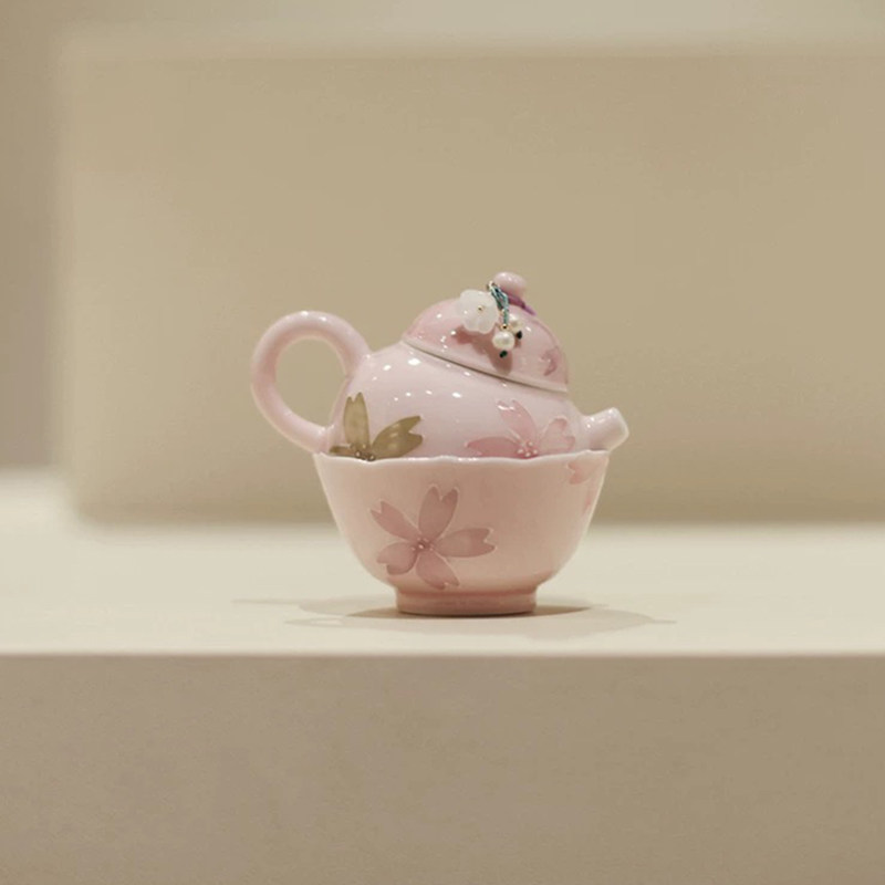 |勿念|《有田烧》嫩粉樱花一壶一杯茶壶手绘主人杯个人杯茶杯旅行,餐饮具,旅行茶具,淘宝优惠券,粉丝福利购,淘宝优惠卷
