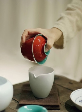 |宋青书院|《故宫红》慕芳盖碗 无托 红釉 贵妃景德镇茶具 茶杯