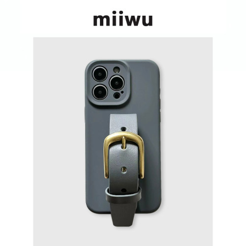 高级锡器灰牛皮手腕带手机软壳