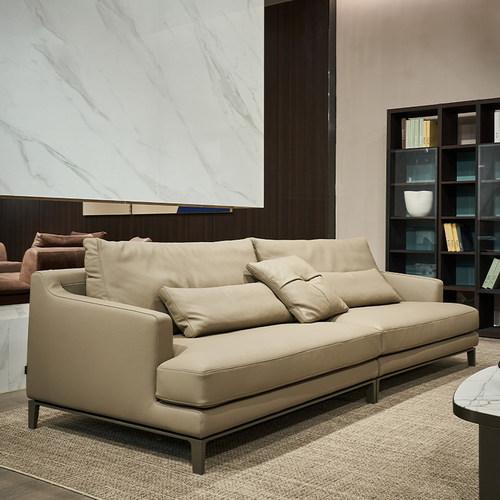 Bellpor头层真皮沙发Poliform现代极简三人位转角可定制设计师款