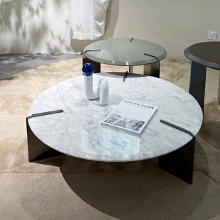 意式极简圆形茶几子母设计感poliform茶几设计师款创意别墅大平层