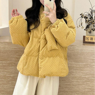 韩系ins时尚保暖棉服外套2026年冬季新款宽松百搭超好看黄色棉衣