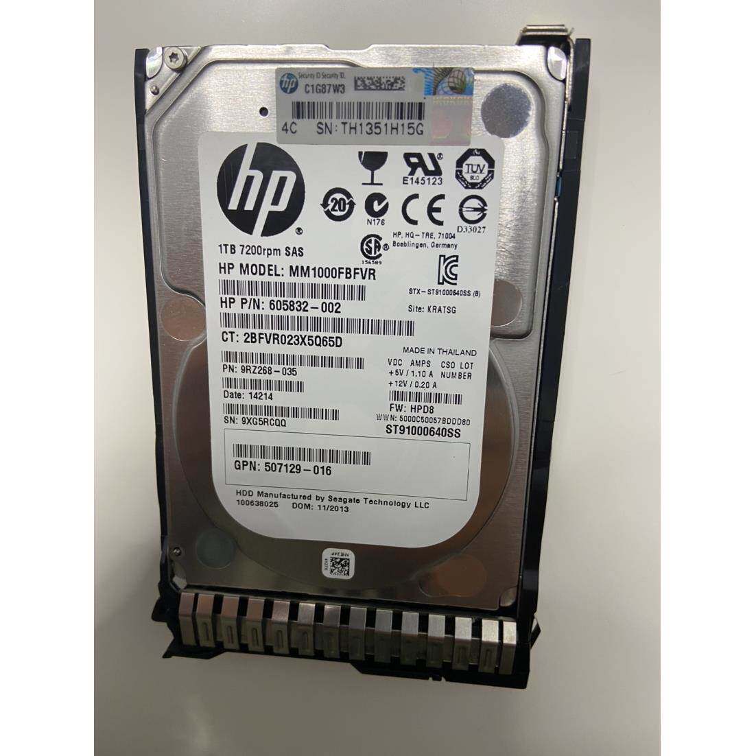 hp/惠普653954-001 652749-b21 1tb sas 7.2k2.5 g8 g9服务器硬盘