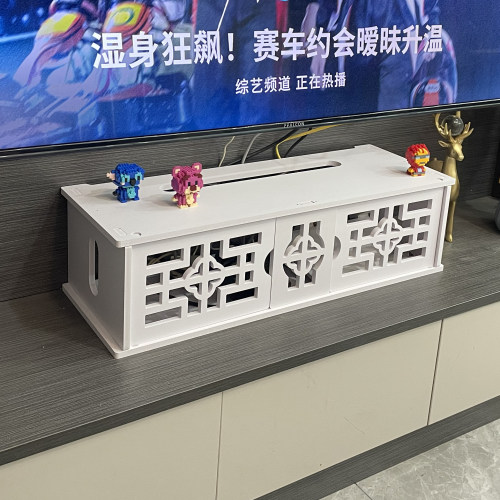 立式放白色镂空路由器WIFI收纳盒桌面置物架电视柜落地整理遮挡罩