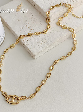 金色猪鼻链钛钢ins风项链