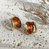 C型独特耳钉小众美拉德气质耳环2024新款 爆款 高级感复古秋冬耳饰