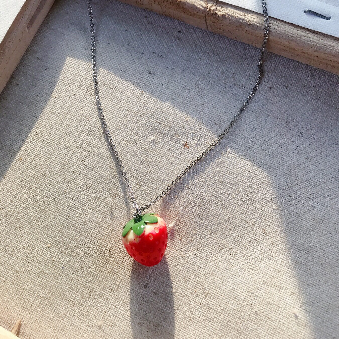 韩版学生可爱萌系女生款项链泫雅风可爱红色小草莓配饰锁骨链女潮