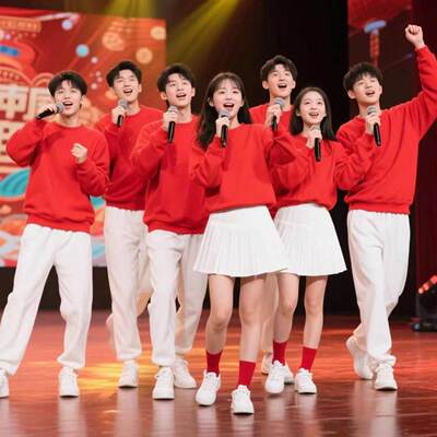 年会喜庆舞蹈表演服中大学生团体合唱朗诵比赛服儿童啦啦操演出服