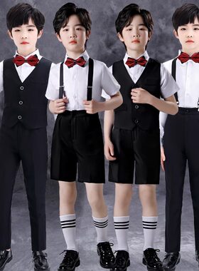 儿童西服套装花童背带裤钢琴表演朗诵合唱幼儿园主持人演出服造型