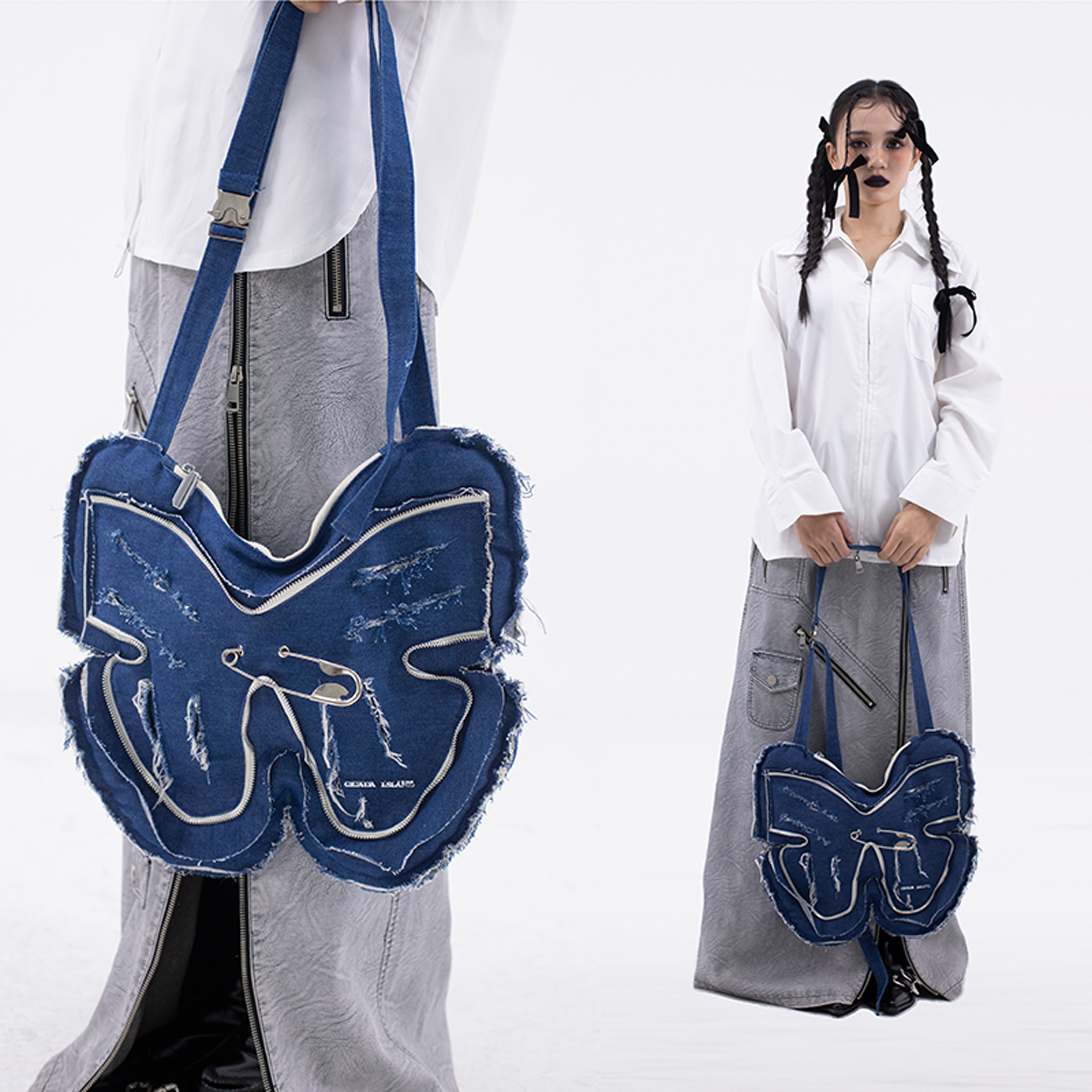 cicada原创辣妹斜跨单肩托特包