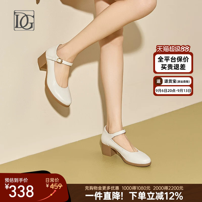 【头层牛皮】真皮法式玛丽珍鞋女中跟新款搭配裙子妈妈小皮鞋图片