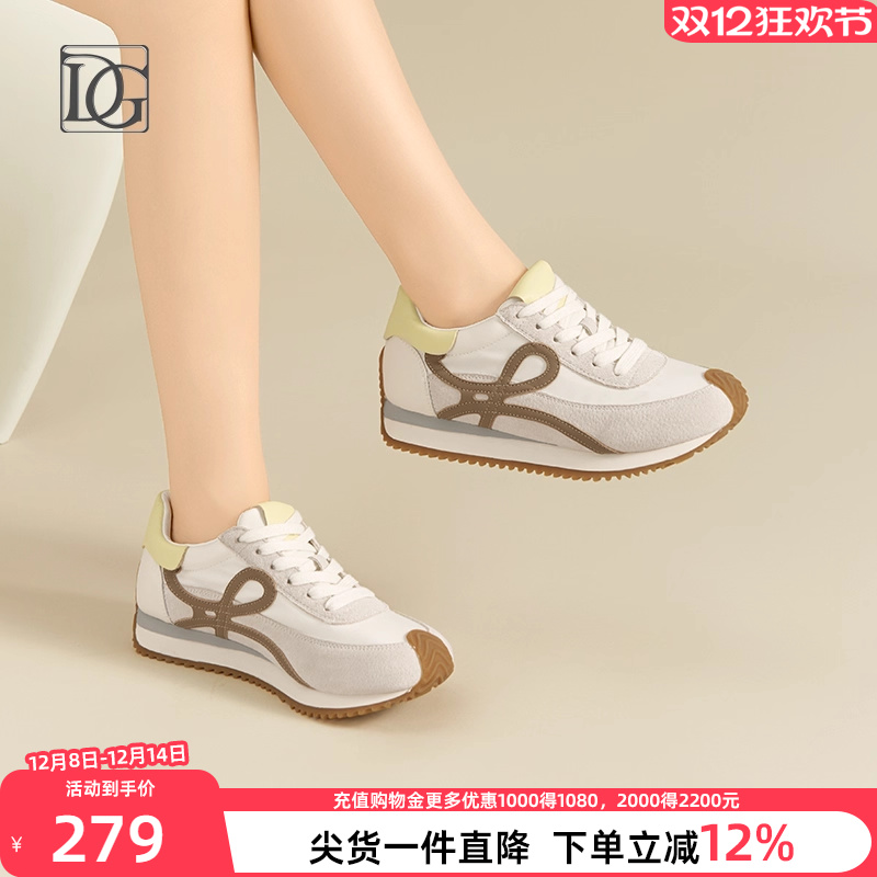 【商场同款】厚底休闲鞋女2025新款复古百搭德训鞋运动休闲阿甘鞋