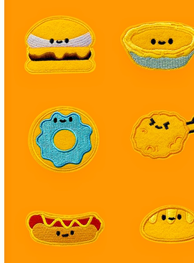 零食卡通布贴绣花刺绣diy自粘补丁贴箱包装饰服装辅料绣片配件标