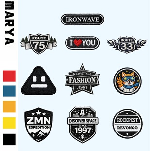 复古徽章刺绣布贴衣服裤 饰自粘贴布衣服补丁贴 子羽绒服破洞修补装