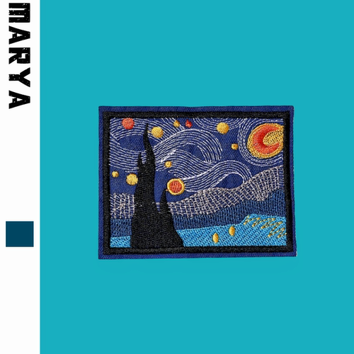 diy名画风系列羽绒服装饰补丁贴