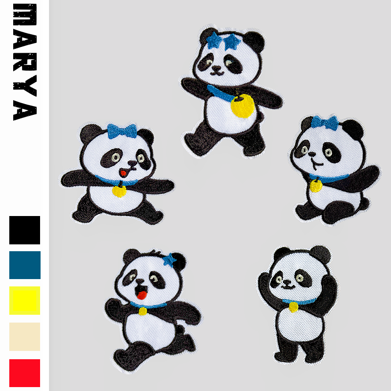 卡通熊猫布贴自粘免缝衣服羽绒服裤子破洞修补神器刺绣可缝补丁贴